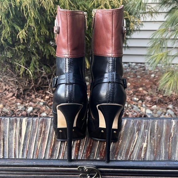 🌟HP🌟Michael Kors “Stockard” Leather Platform Stiletto Boot Black/Mocha 8 - Picture 3 of 12